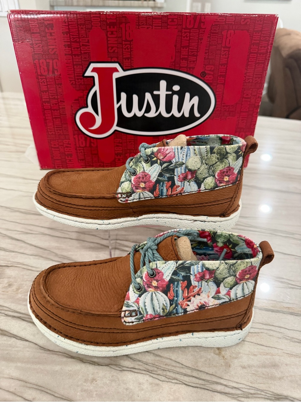 Justin Pecan Multi Casual Cowhide & Canvas Lace-Up Shoe